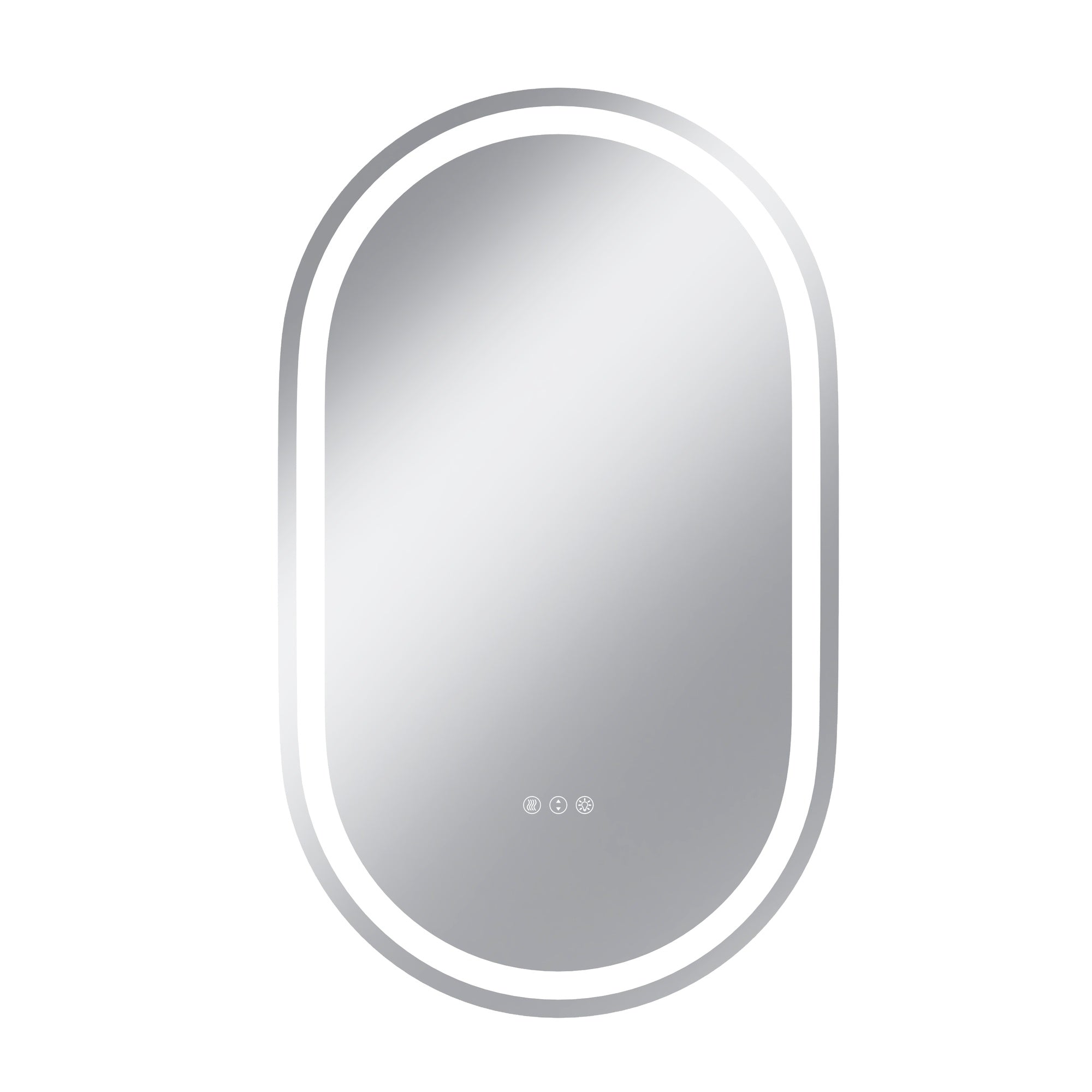 Vanityfus 24-in W 40-in H Oval Frameless Wall-Mounted Beveled Dimmable LED Lighted Fog Free Bathroom Vanity Mirror in silver